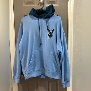 PLAYBOY Blue Pullover Hoodie for Men Size medium